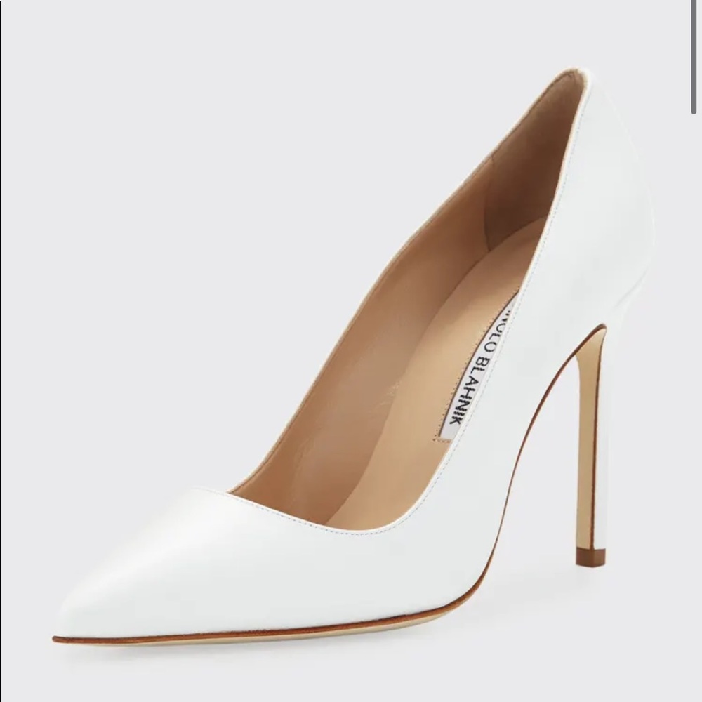 Brand New Manolo Blahnik BB White Leather 105mm Pumps size 40